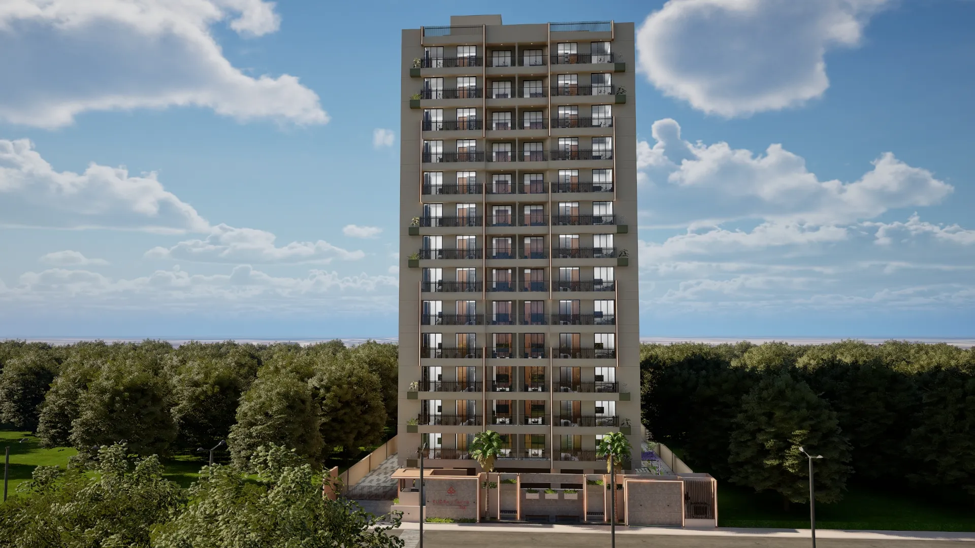 Aurelius Tower exterior sequence view